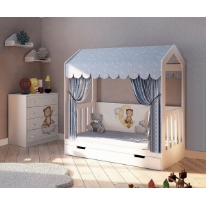 Кровать Домик Сказка с комодом Мишка 