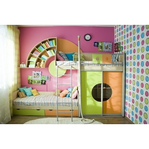 Мебель Выше радуги - композиция 1 Спальное место 190х80 Лайм/оранжевый