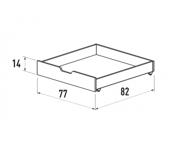Схема с размерами ящика для низкой кровати Сказка