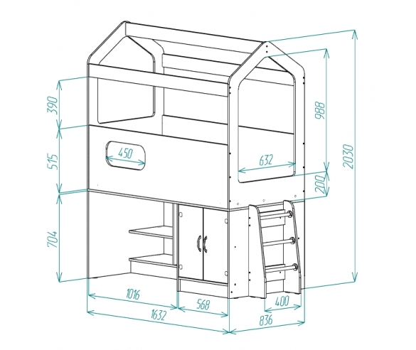 Схема с размерами кровати чердака ДС-12
