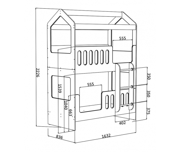 Схема с размерами кровати Сказка ДС-17 (спальное место 160х80см).