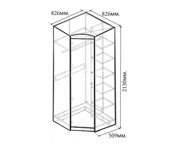 Схема с размерами углового шкафа CC-11