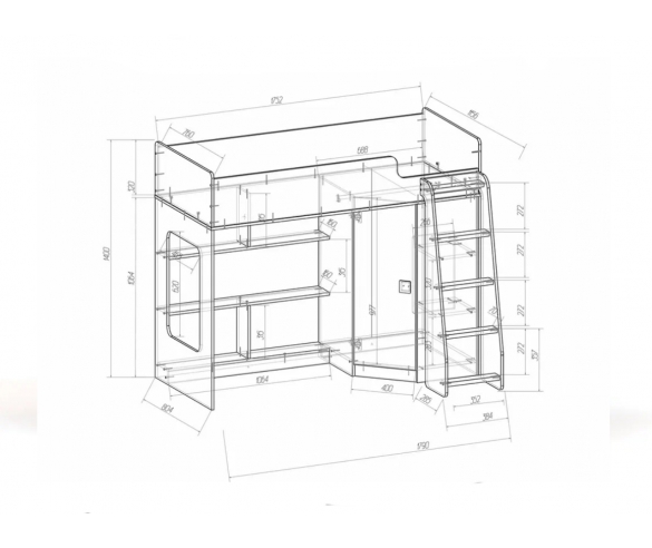 Кровать чердак Ridgimmi 2.2 схема с размерами