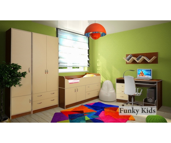 Детская комната Фанки Кидз: кровать низкая 6 + шкаф 13/3 + пенал 13/10 + стол 13/1 + 13/11