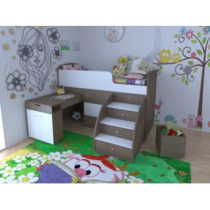 Кровать чердак Малыш с выдвижным столом
