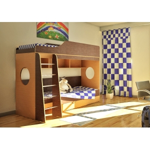 2-ярусная кровать Орбита-5 для двоих детей, сп. место 80х190см,11 видов цветов фасадов