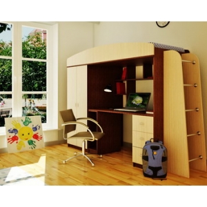 Кровать чердак Орбита-8 (корпус венге/фасад дуб кремона) - мебель для детской