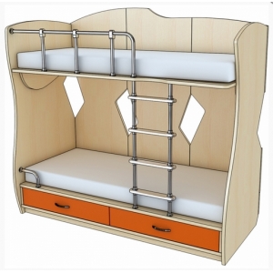 Кровать двухспальная КДП 1-43(лестница справа, изголовье слева)