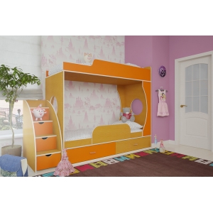 Детская комната Орбита 13 Двухъярусная кровать Орбита-2 +ограничитель (ольха оранж)