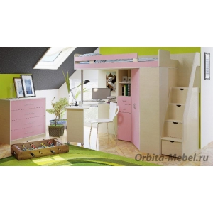 Детская мебель Орбита-1Гранд + комод Эко 4 Дуб кремона / розовый