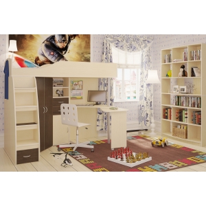 Мебель в детскую комнату Орбита-1 МЕДИУМ , (дуб кремона/венге), спальное место 200х80