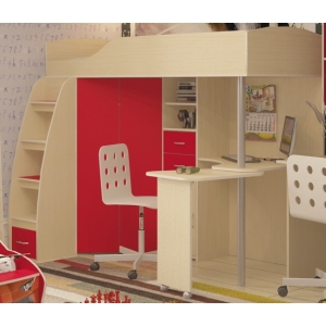 Мебель в детскую комнату Орбита-1 МЕДИУМ, (дуб кремона/Красный), спальное место 200х80