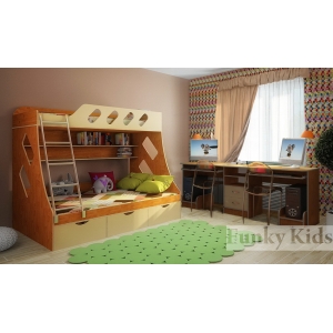 Комната для двоих детей: кровать Фанки - 16 + стол письменный для двоих детей 13/51СВ