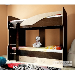 Детская двухъярусная кровать Фанки Соло 4   со сп.местом 200х80 см Венге/Дуб кремона