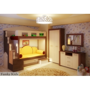 Двухъярусная детская кровать Фанки Хоум с мебелью Фанки Тайм 