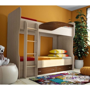 Детская двухъярусная кровать Фанки Соло 4   со сп.местом 200х80 см Дуб кремона/Венге