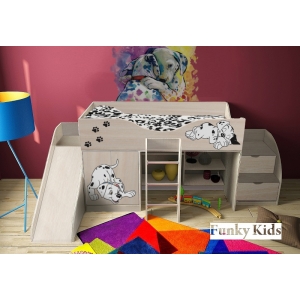 Детская кровать-чердак Далматинец с горкой и лестницей 