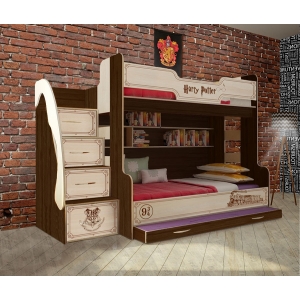 Двухъярусная кровать Волшебник с расширенным нижним спальным местом 