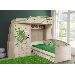 Кровать-чердак с низкой кроватью Футбол Фанки Кидз 