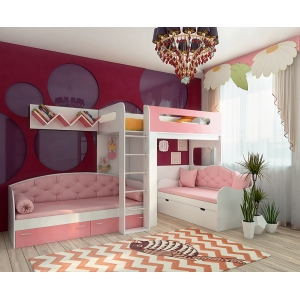 Детская мебель Фанки Кидз: кровать 24 + кровать Ажур, арт. 40012 + кровать + 13/7 МС + полка 13/11