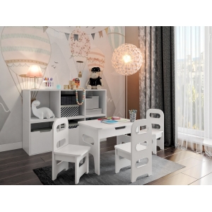 Комплект мебели: стол со стульчиками и стеллажом