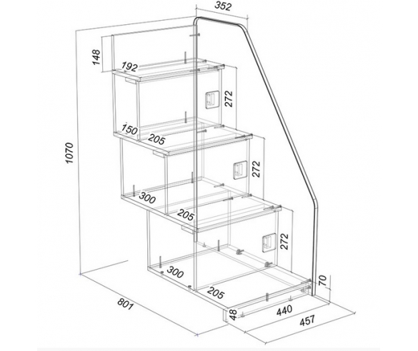 Схема с размерами лестницы ЛУ-43
