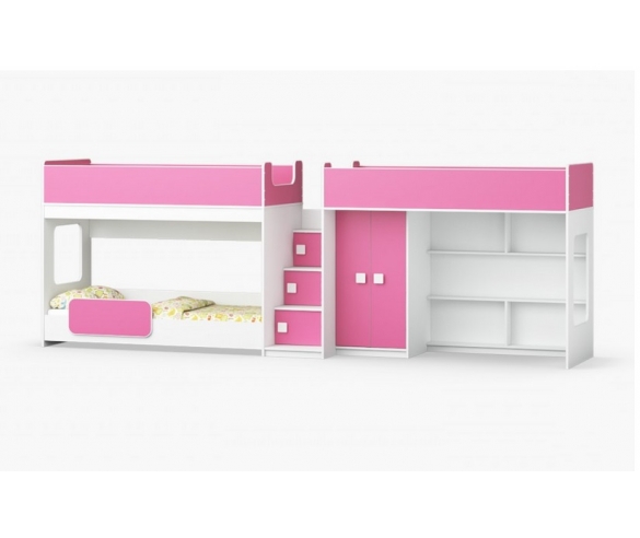 Комплект мебели Легенда, корпус белый / фасад розовый.