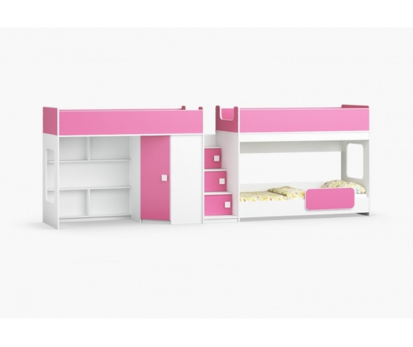 Мебель для девочек Легенда 43.2.5 корпус белый / фасад розовый.