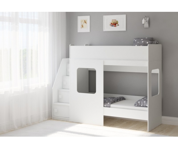 Детская двухъярусная кровать D604.3 в белом цвете