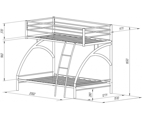 Схема двухъярусной кровати Виньола №2
