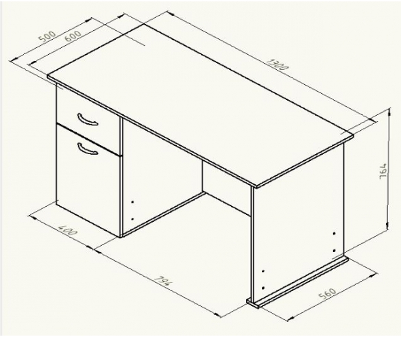 Схема стола для кровати-чердака "Дюймовочка-5" 