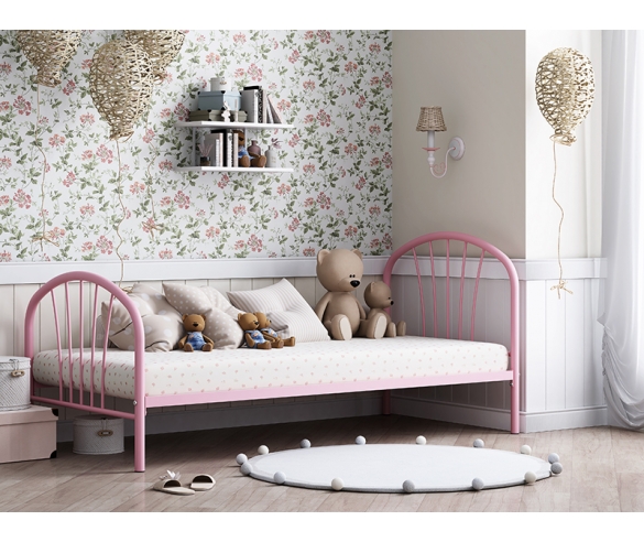 Детская металлическая кровать Эвора - розовый цвет