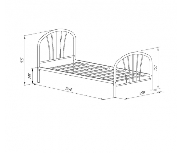 Схема с размерами кровать Эвора 190х90