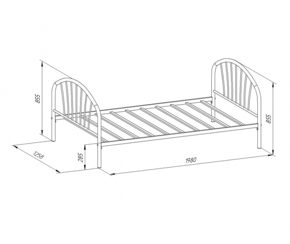 Схема с размерами кровать Эвора 190х120