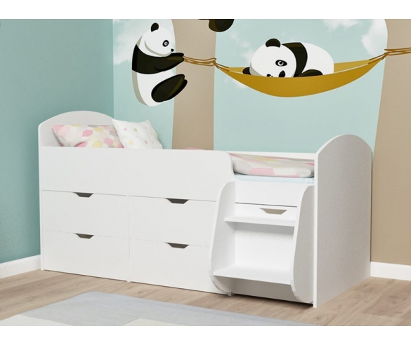 Кровать Малыш 7 в белом цвете корпуса и фасада