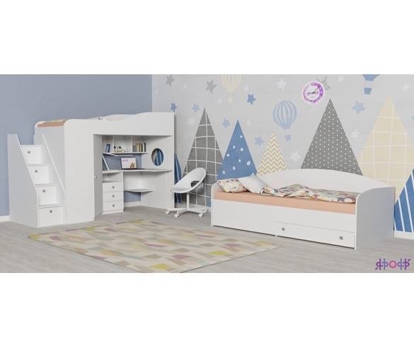 Комплект мебели Кадет: кровать-чердак и одноярусная кровать