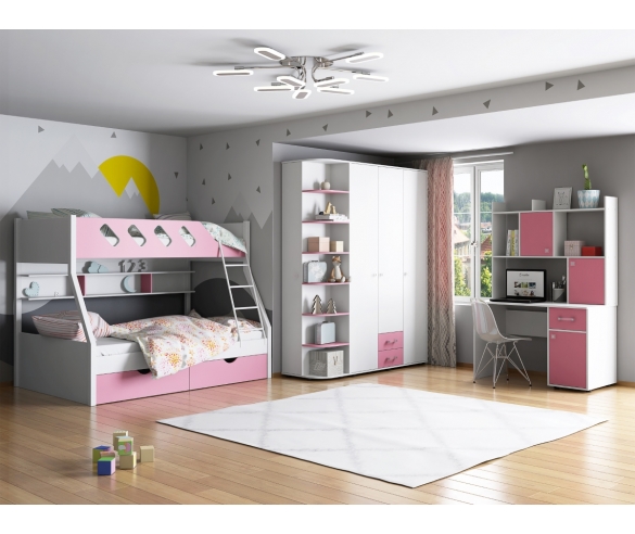 Детская комната Дельта для двух детей Белый/Розовый