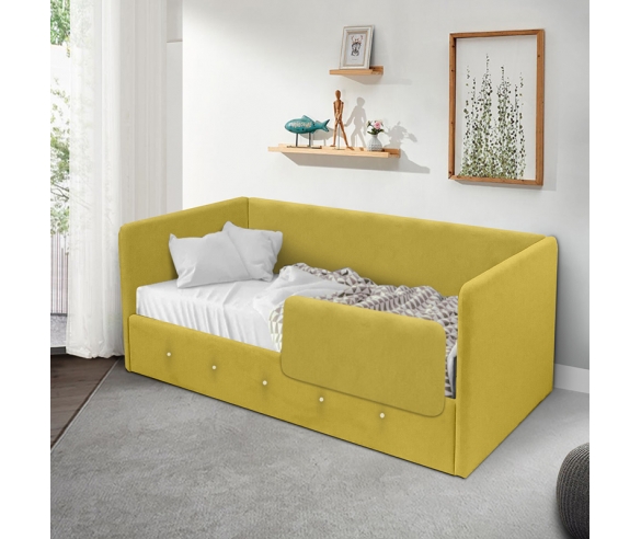 Кровать Сарта в желтом цвете с бортиком от падения