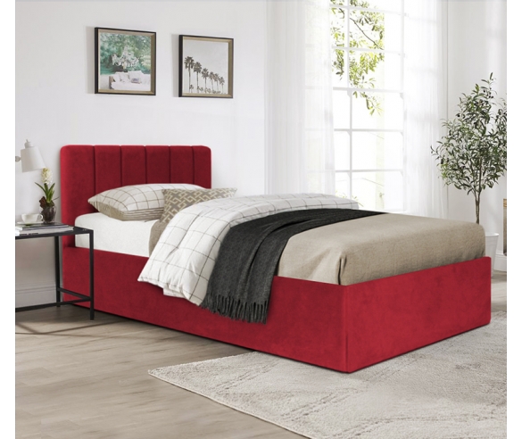 Мягкая кровать Соренто в малиновом цвете 