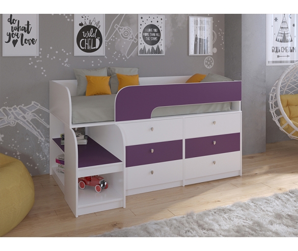 Кровать Астра 9 V3  с фасадом в фиолетовом цвете