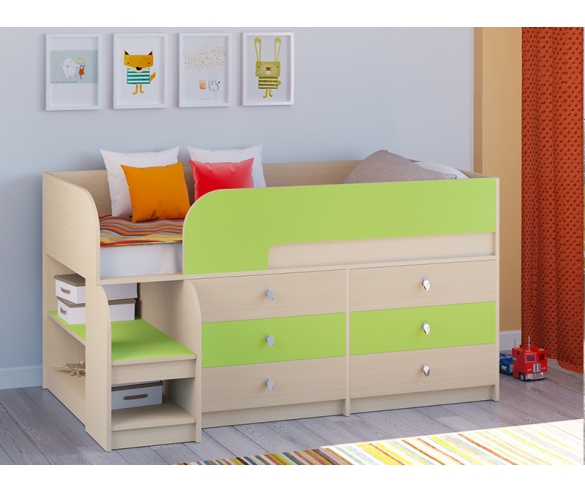 Кровать для детей Астра 9 V3 с салатовым фасадом