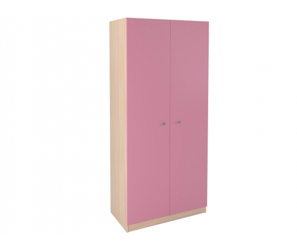 Шкаф двухдверный Дуб молочный/Розовый