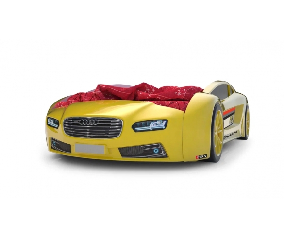 Кровать машина Roadster Ауди желтая вид спереди