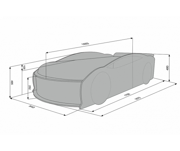 Кровать-машина Манго Мерседес схема с размерами