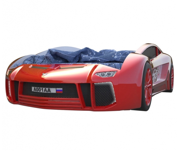Кровать машина с подсветкой Ламборджини, цвет красный.