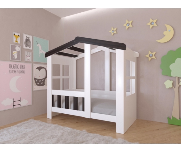 Кровать Домик Астра для детей в цвете венге без ящика