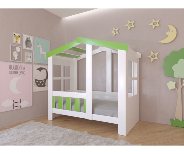 Кровать Домик Астра для детей в салатовом цвете без ящика