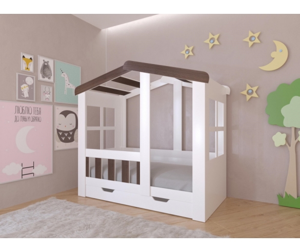 Детская кровать Домик Астра в цвете Дуб Шамони