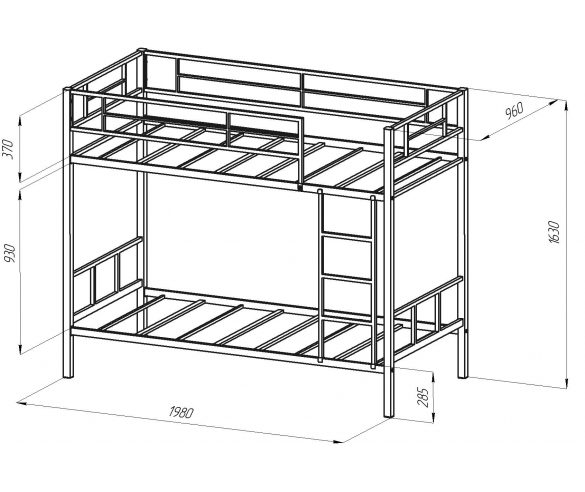 Кровать двухъярусная Севилья-2 схема с размерами