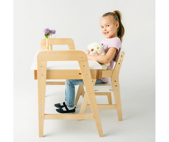 Детский стол и стул Kids Комбо в белом цвете